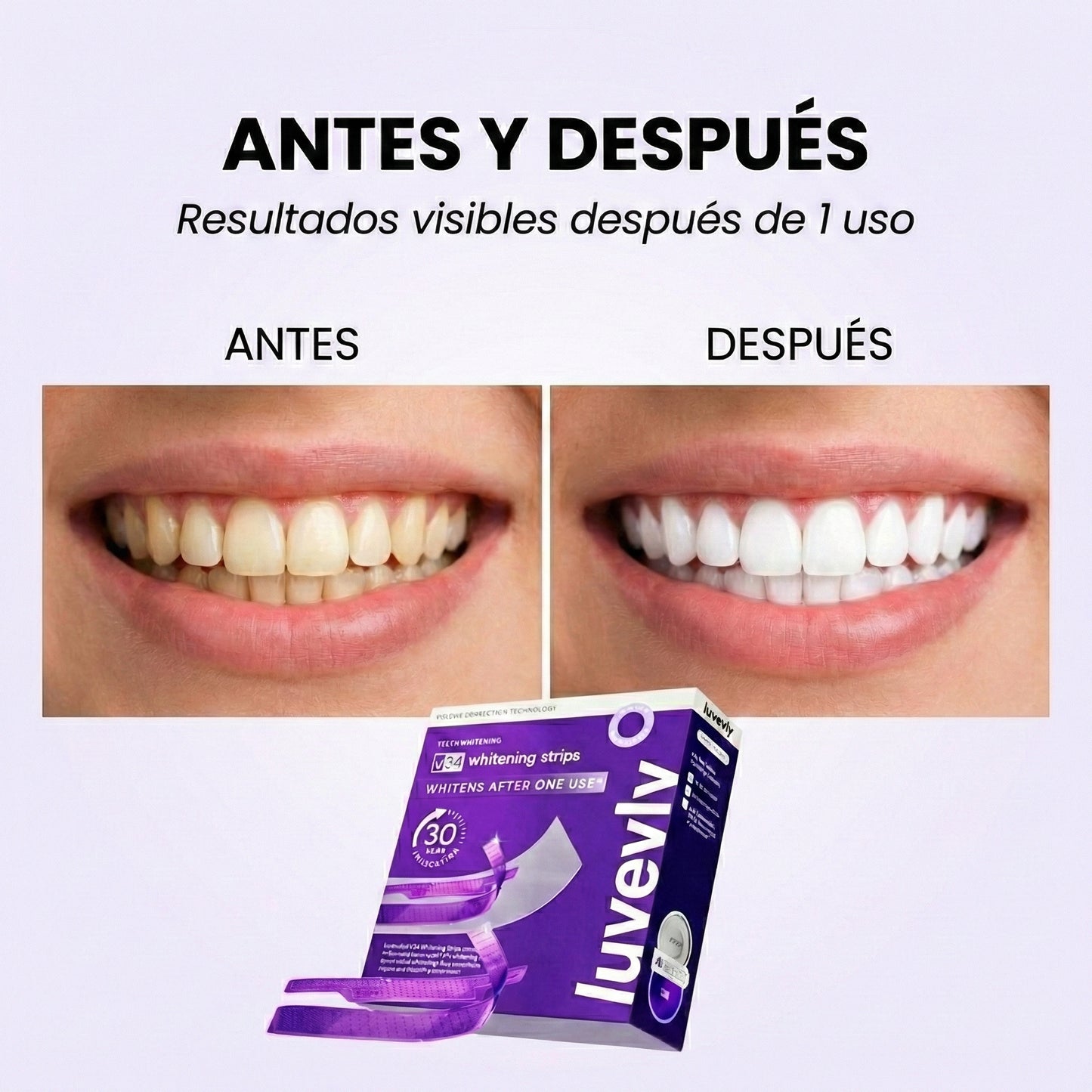 luvevly® Tiras Blanqueadoras Moradas